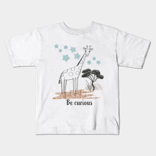 Be Curious Giraffe - Safari Collection Kids T-Shirt